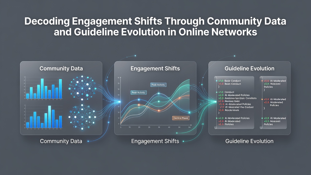Chart showing community guideline updates aligned with engagement data trends over time